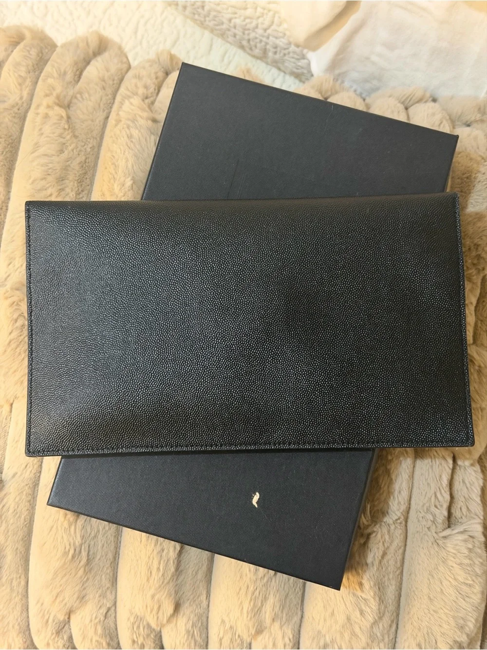 Saint Laurent Black Pebbled Leather Tote with Gold Logo - Picture 7 of 7
